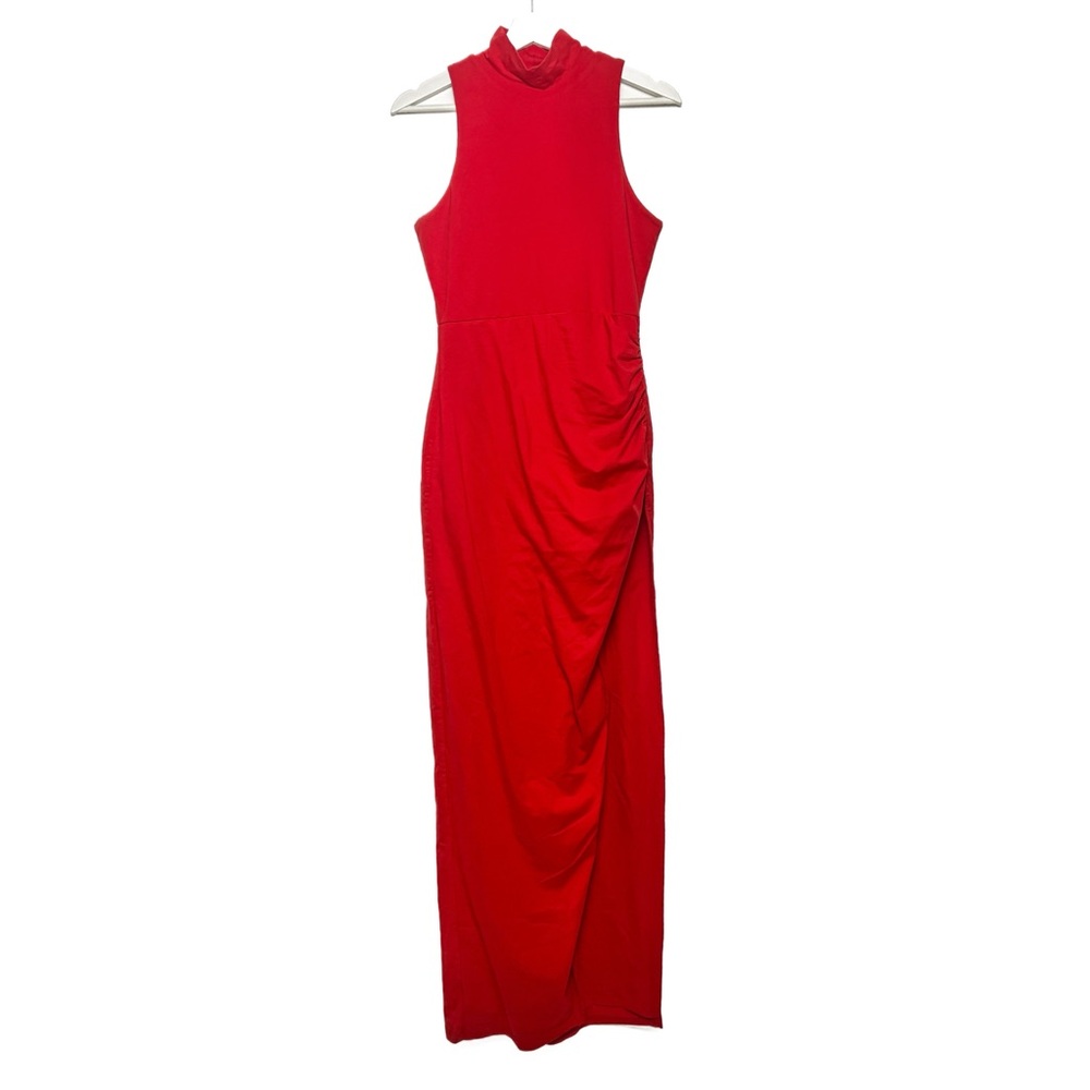 Superdown / Revolve sleeveless mockneck red midi dress with front slit (S)